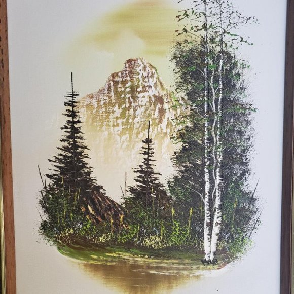 RARE VINTAGE FIND "CARTER" OIL PAINTING LANDSCAPE TREES & SNOW DUSTED MOUNTAIN - Picture 4 of 10